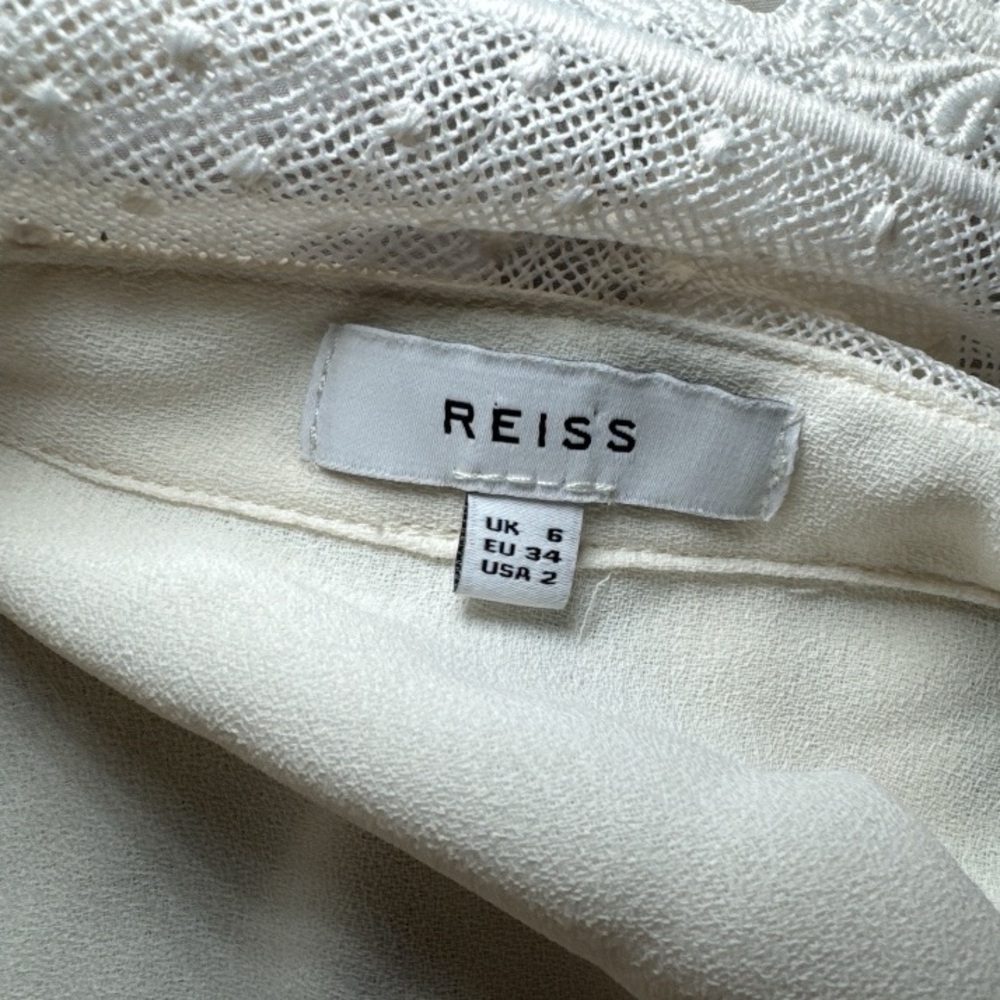 Reiss Cream Lace Collar Long-Sleeve Blouse - Picture 10 of 12